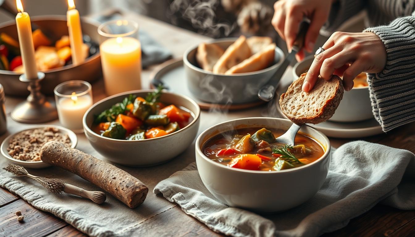 Comforting family dinner served at home